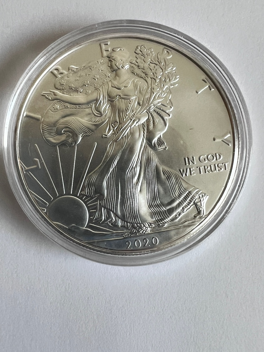WALKING LIBERTY 2020 American Fine Silver Dollar-In Capsule. Uncirculated - Picture 5 of 7
